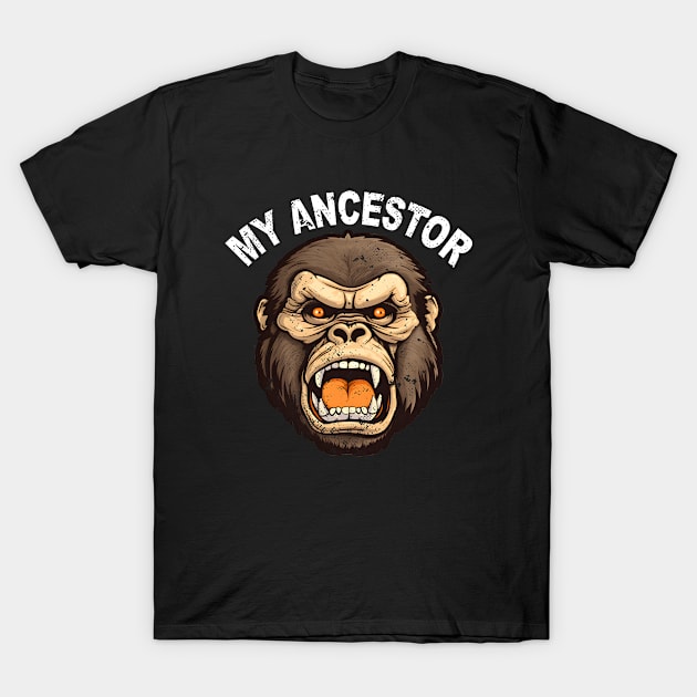 Funny Evolution Monkey Vintage My Ancestor Monkey T-Shirt by Saymen Design